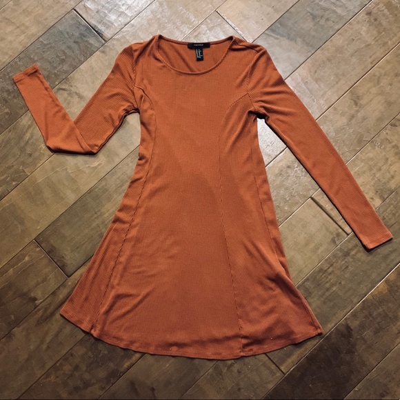 Forever 21 Long Sleeve Burnt Orange Dress - Picture 4 of 6